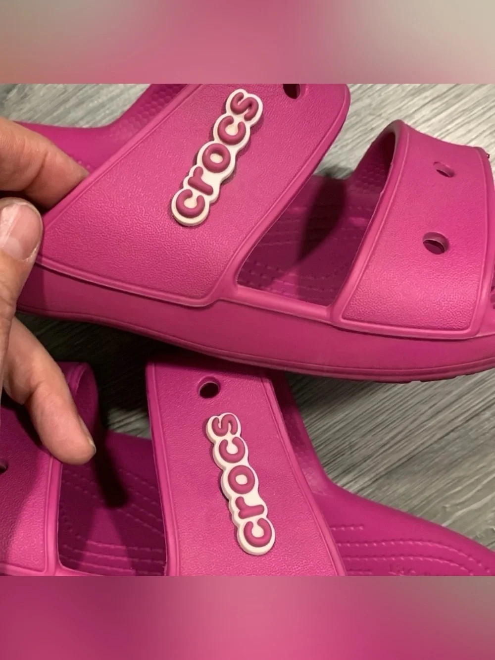 Crocs Sandals‎ Classic Unisex Adult Two Strap Pink Lightweight Slip-On size 9